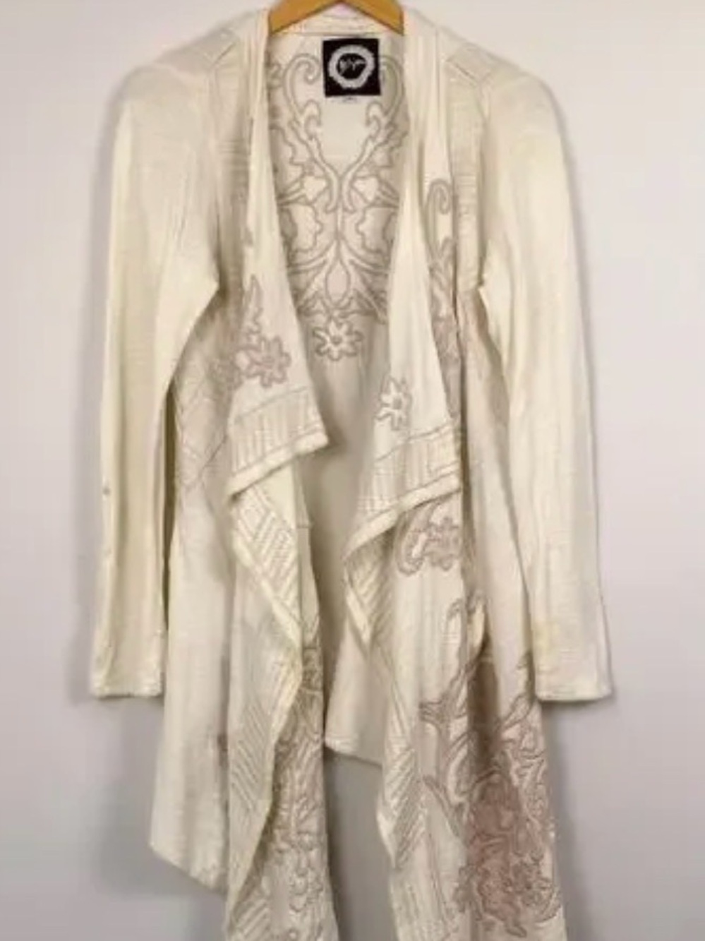 BIYA JOHNNY WAS Embroidered Hooded Cardigan - Cream Small Flawed